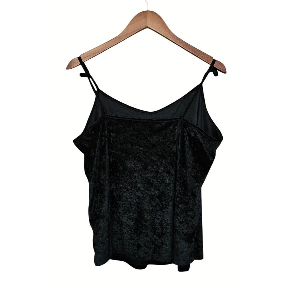 Crushed Black Velvet Cami Top Womens XL Goth Witchy Y2K Whimsygoth Romantic - Picture 5 of 8